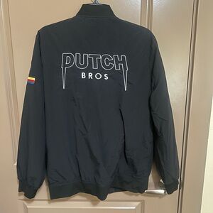 Dutch Bros Black Bomber Jacket with Colorful Patch